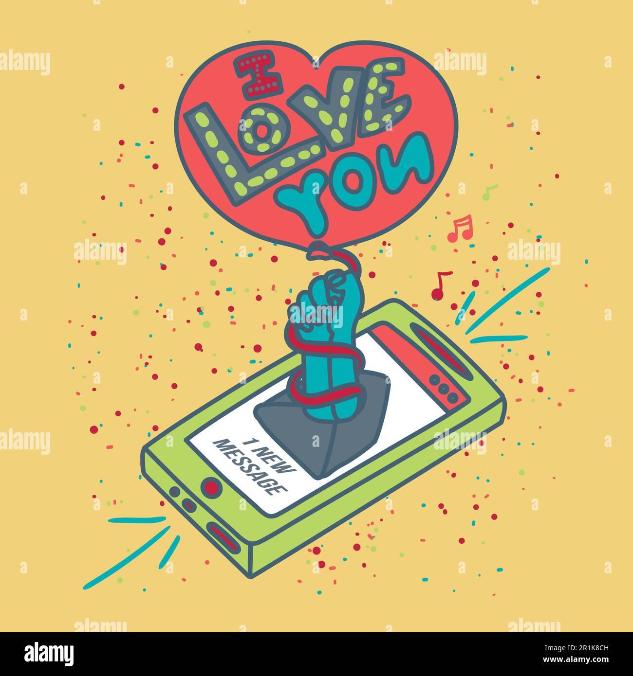 I love you hand drawn lettering. Romantic SMS scandinavian illustration ...