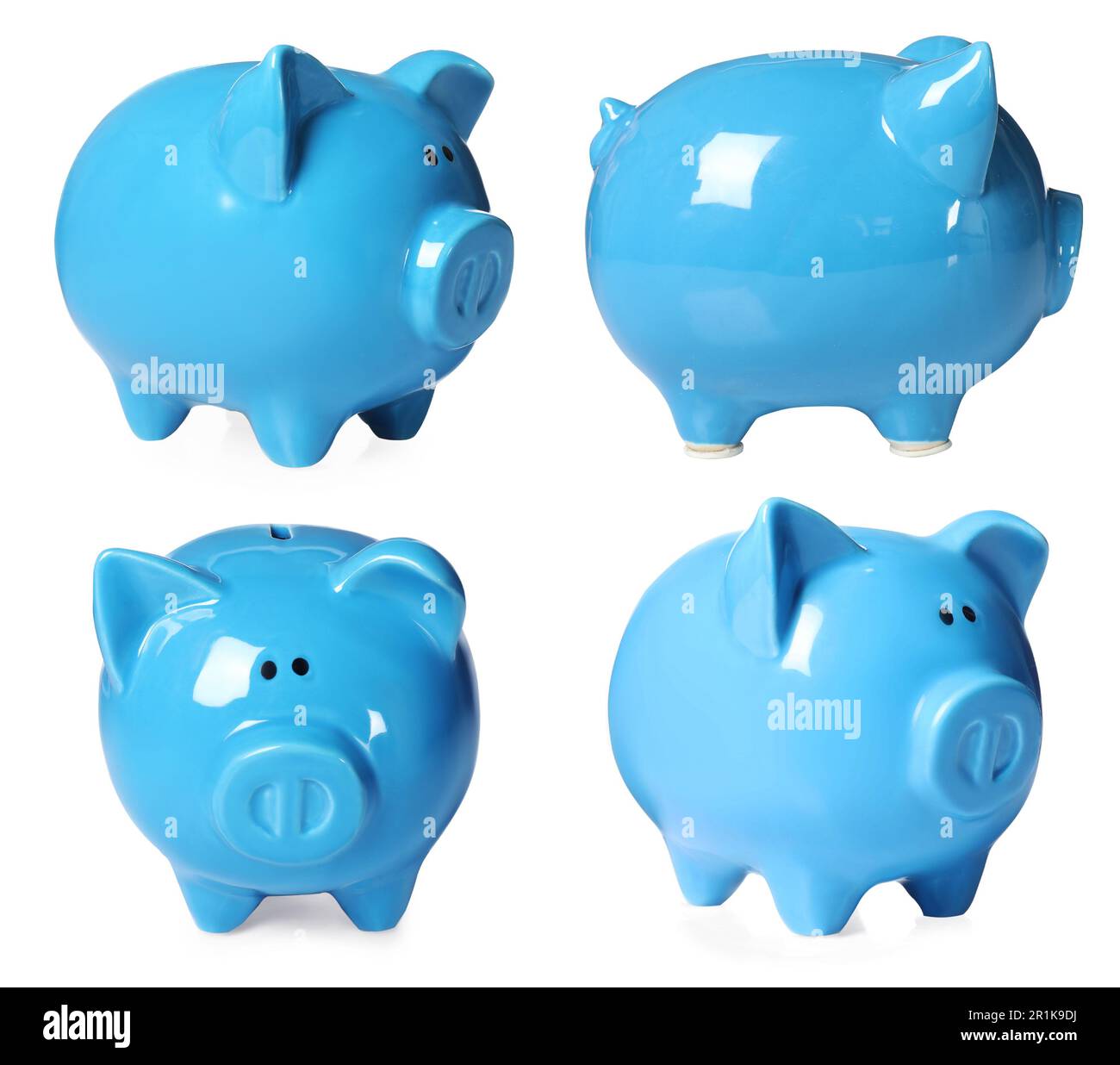 Set with piggy banks on white background Stock Photo - Alamy