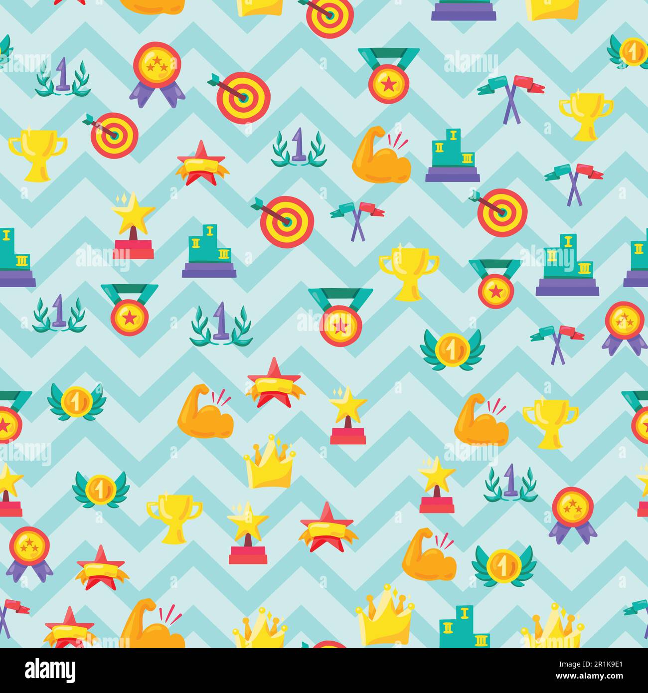 Winner seamless color vector pattern. Medals, rewards, trophies, awards ...