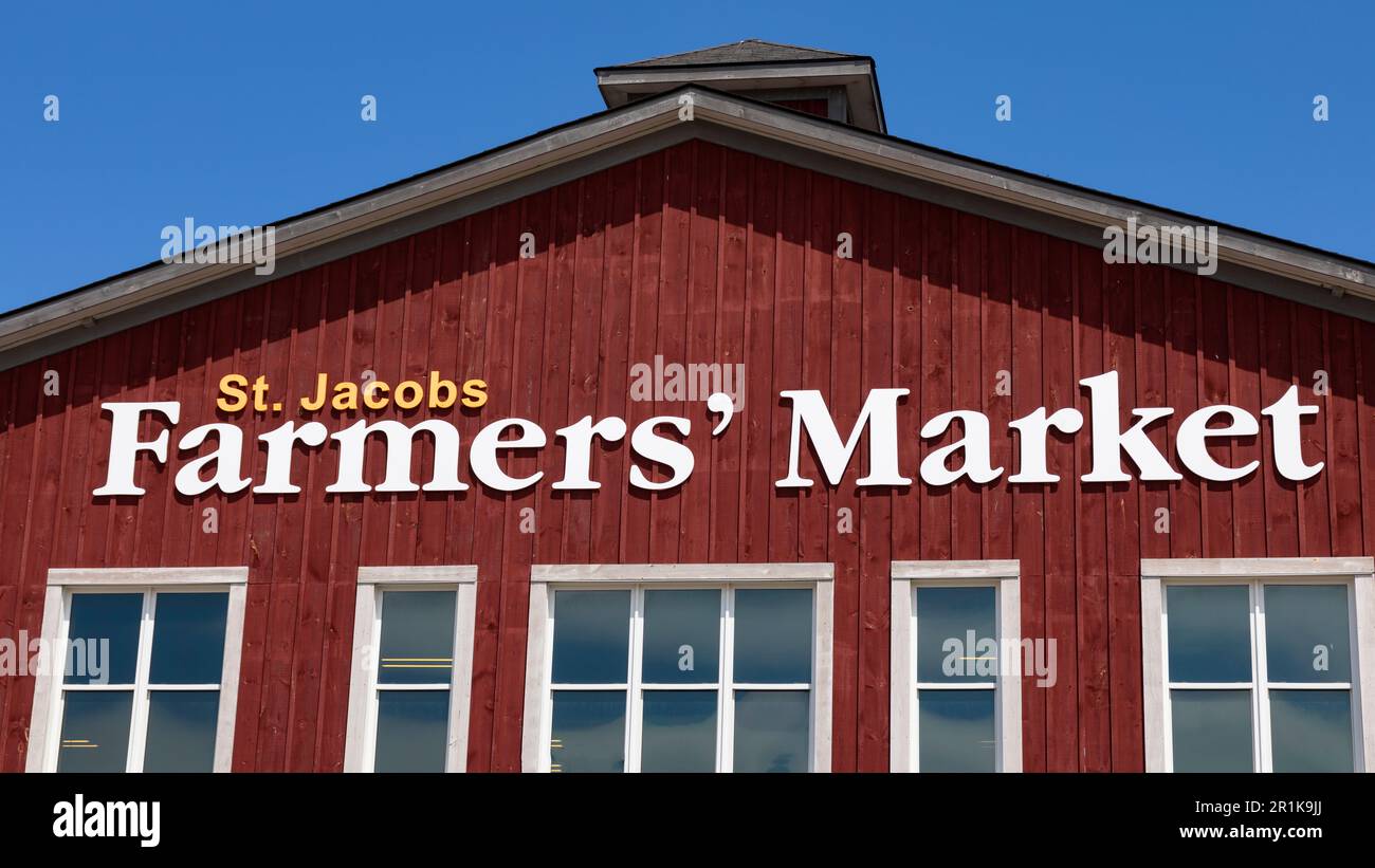 Sign and Market building at St. Jacob's Farmers Market. St. Jacob's ...
