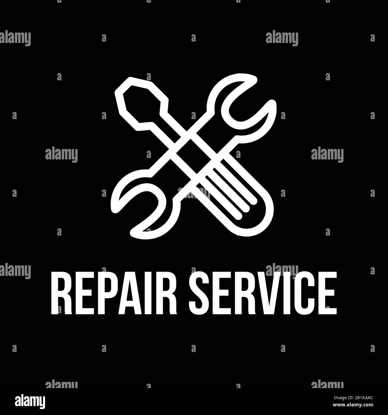 Repair Service flat vector logo design. Digital tools car