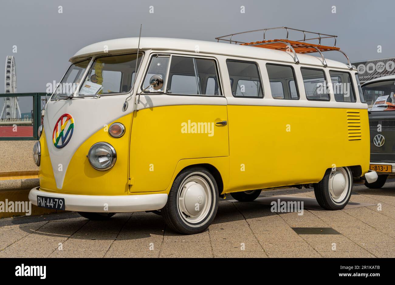 Scheveningen, The Netherlands, 14.05.2023, Yellow Volkswagen Kombi from 1964 at The Aircooled classic car show Stock Photo