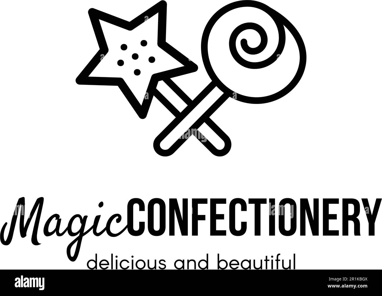Magic confectionery store vector logo design. Sweets bar, cafe sign