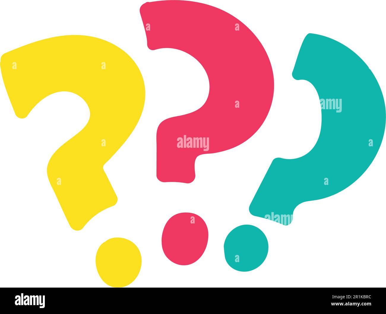 Question marks cartoon multicolor illustration. FAQ, help