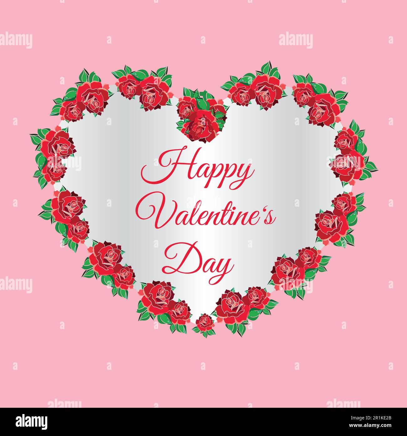 Happy Valentine's Day greeting card template. Red lettering in red ...