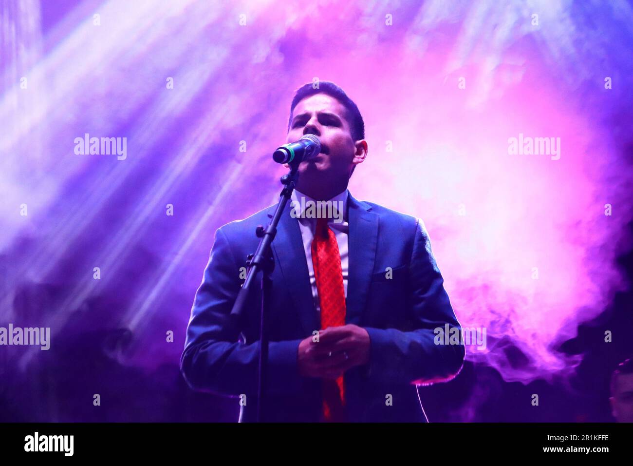 Mexico City, Mexico. 12th May, 2023. May 12, 2023 in Mexico City, Mexico: The Salsa singer, Jorge Carmona ''La Voz del Barrio'', performs during the celebration of Mother's Day at the Monument to the Revolution. On May 12, 2023 in Mexico City, Mexico. (Photo by Carlos Santiago/ Eyepix Group) (Photo by Eyepix/NurPhoto)0 Credit: NurPhoto SRL/Alamy Live News Stock Photo