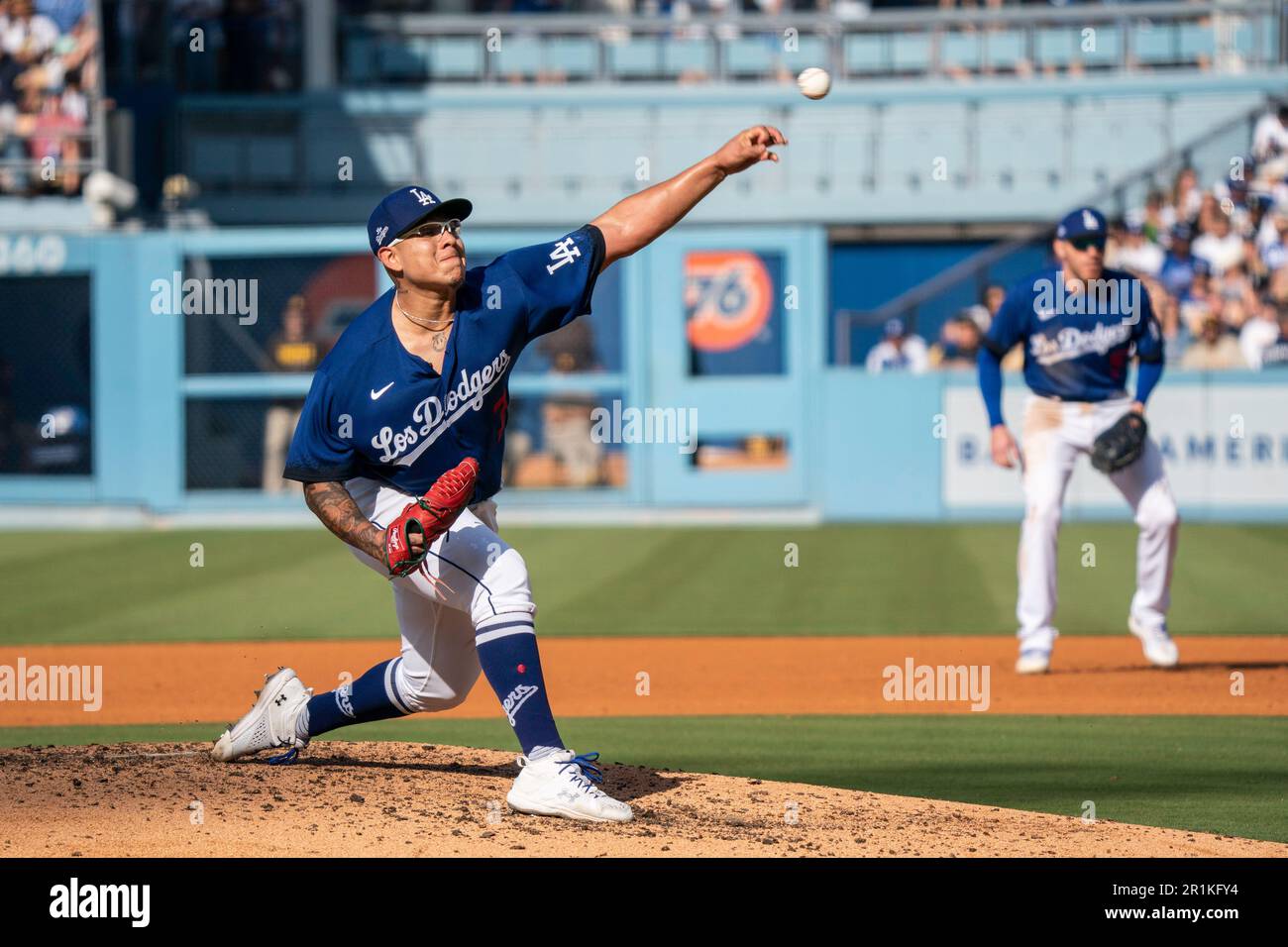 Los Angeles Dodgers pitcher Julio Urias (7) pitches the ball during an MLB  regular season game against the San Francisco Giants, Tuesday, May 3, 2022  Stock Photo - Alamy