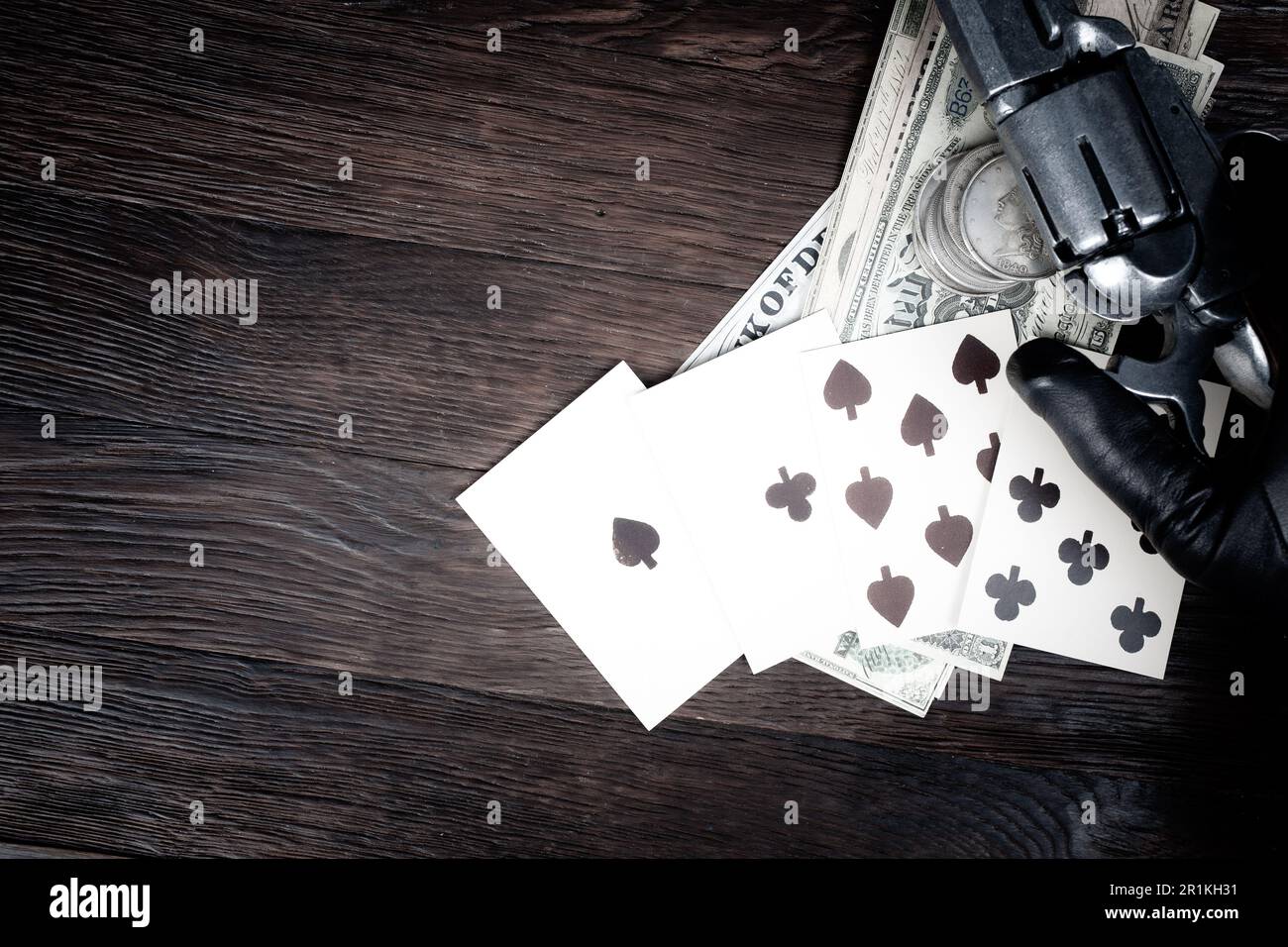 Dead man's hand. Two-pair poker hand consisting of the black aces and ...