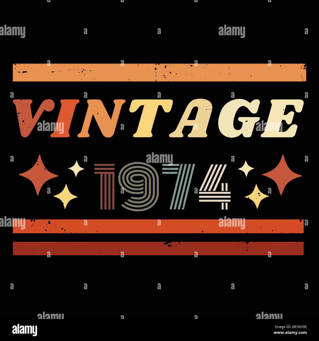 1974 vintage colorful retro t shirt design with vector elements Stock Vector