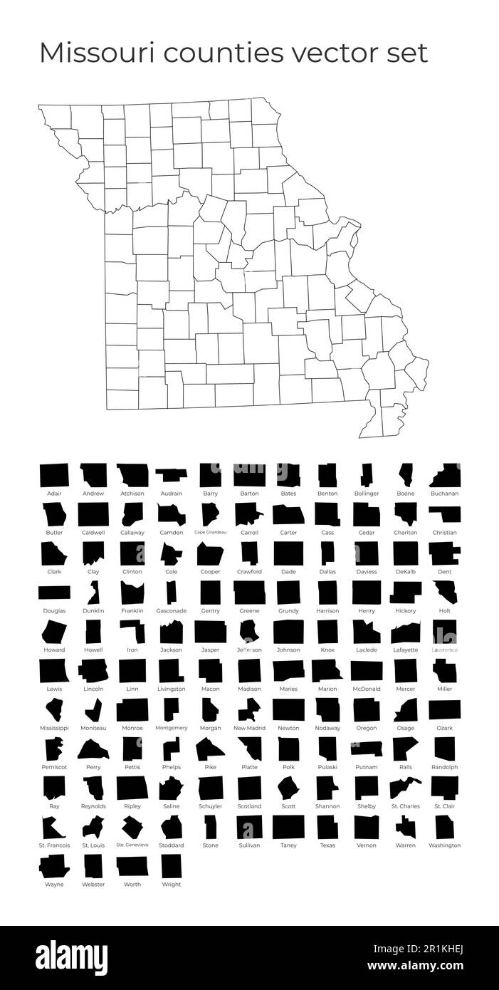 Missouri map with shapes of regions. Blank vector map of the Us State ...