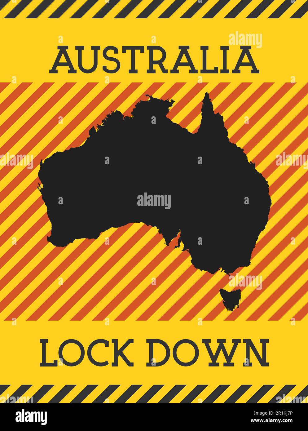 Australia Lockdown Sign. Yellow country pandemic danger icon. Vector ...