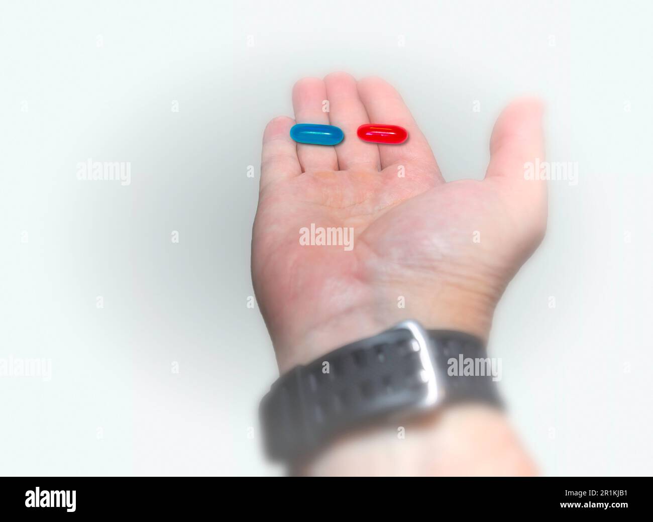 A choice, red pill or blue pill. It's your choice Stock Photo Alamy