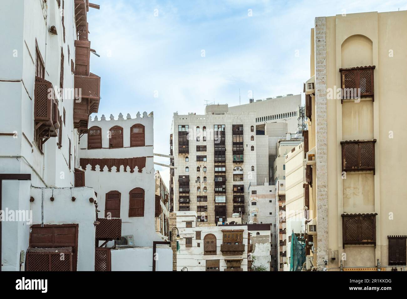 Al-Balad old town with traditional muslim houses with wooden windows and balconies, Jeddah, Saudi Arabia8 Stock Photo