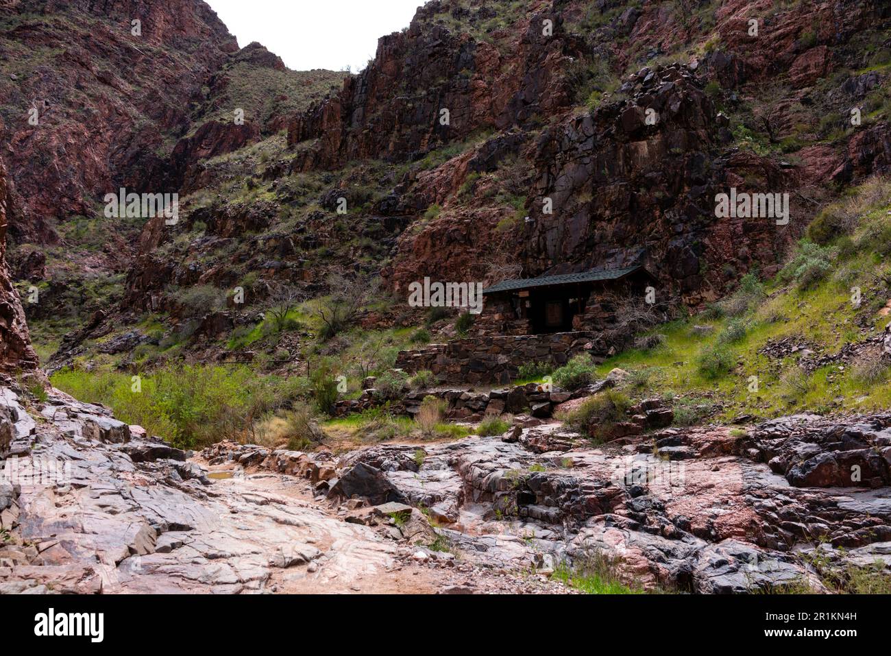 Pipe Creek Resthouse along the Bright Angel Trail. Grand Canyon