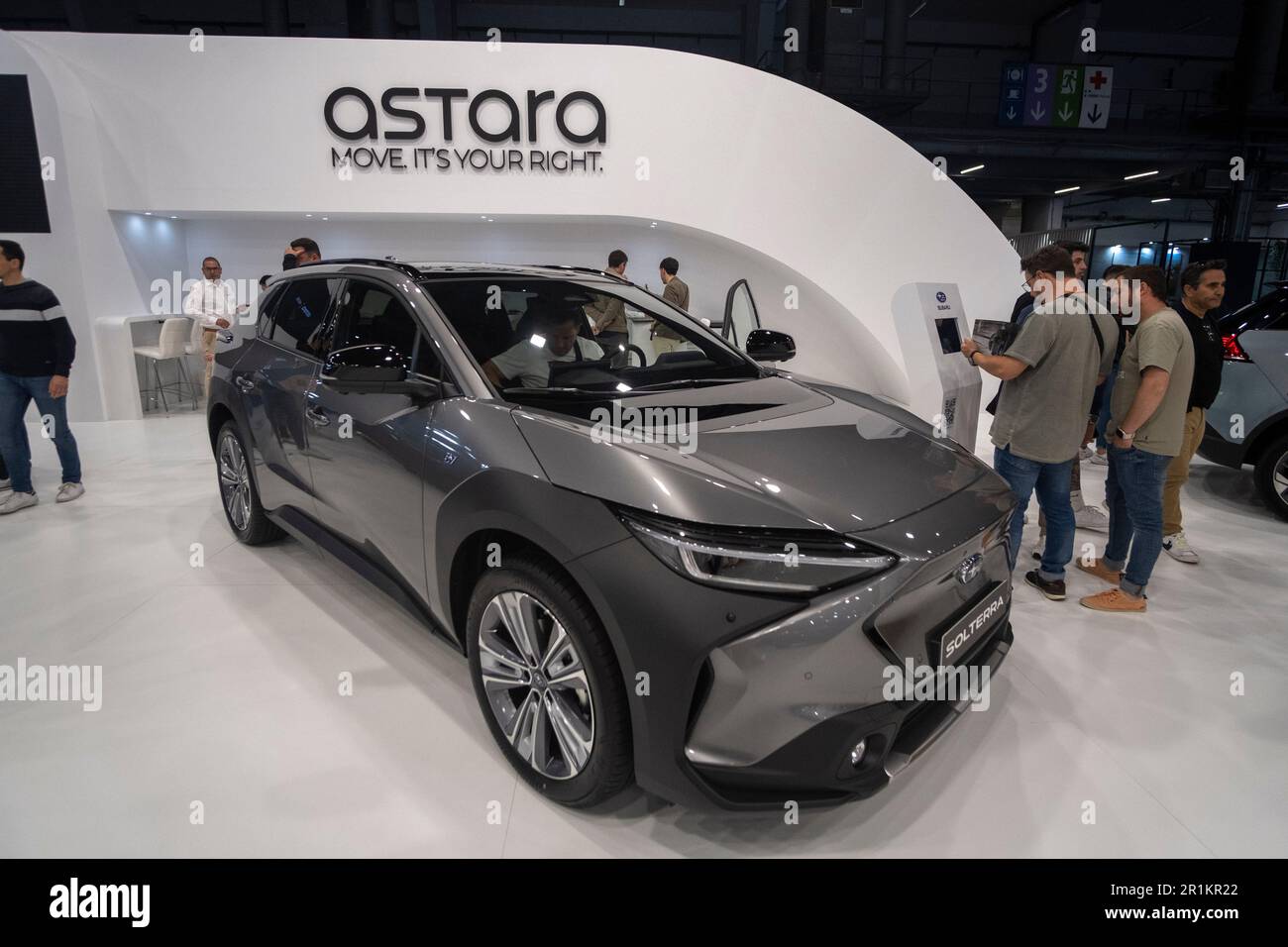 Barcelona, Spain. 14th May, 2023. The logo of the Astara group is seen at the Automobile Barcelona show. The Automobile Barcelona 2023 show opens its doors from May 13 to 21 at the Montjüic fairgrounds. 23 car brands will present their novelties highlighting the electric car as the protagonist. Credit: SOPA Images Limited/Alamy Live News Stock Photo