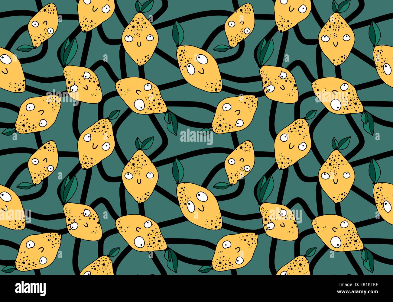 Summer cartoon fruit seamless monster lemon pattern for wrapping paper ...