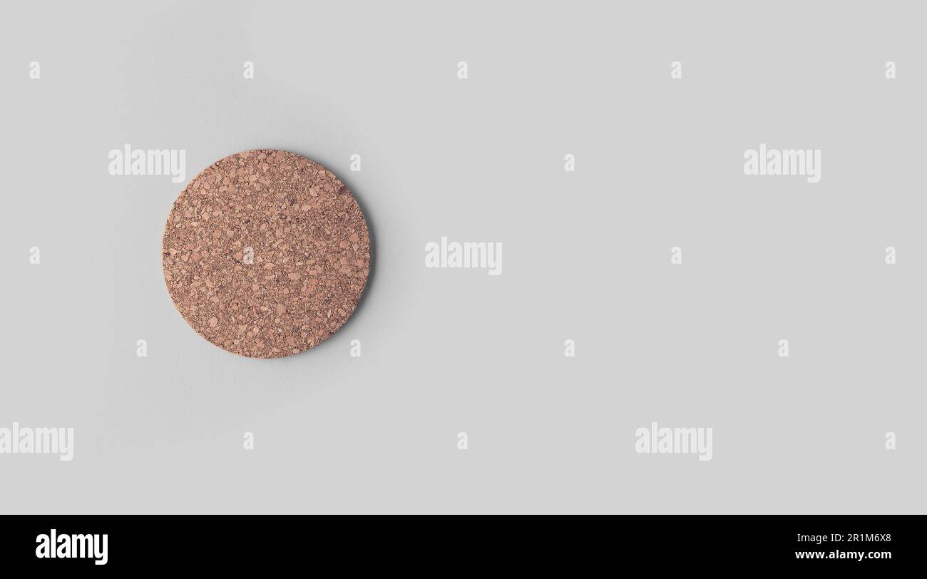 Blank beer coaster isolated on grey background.added copy space for text. Stock Photo