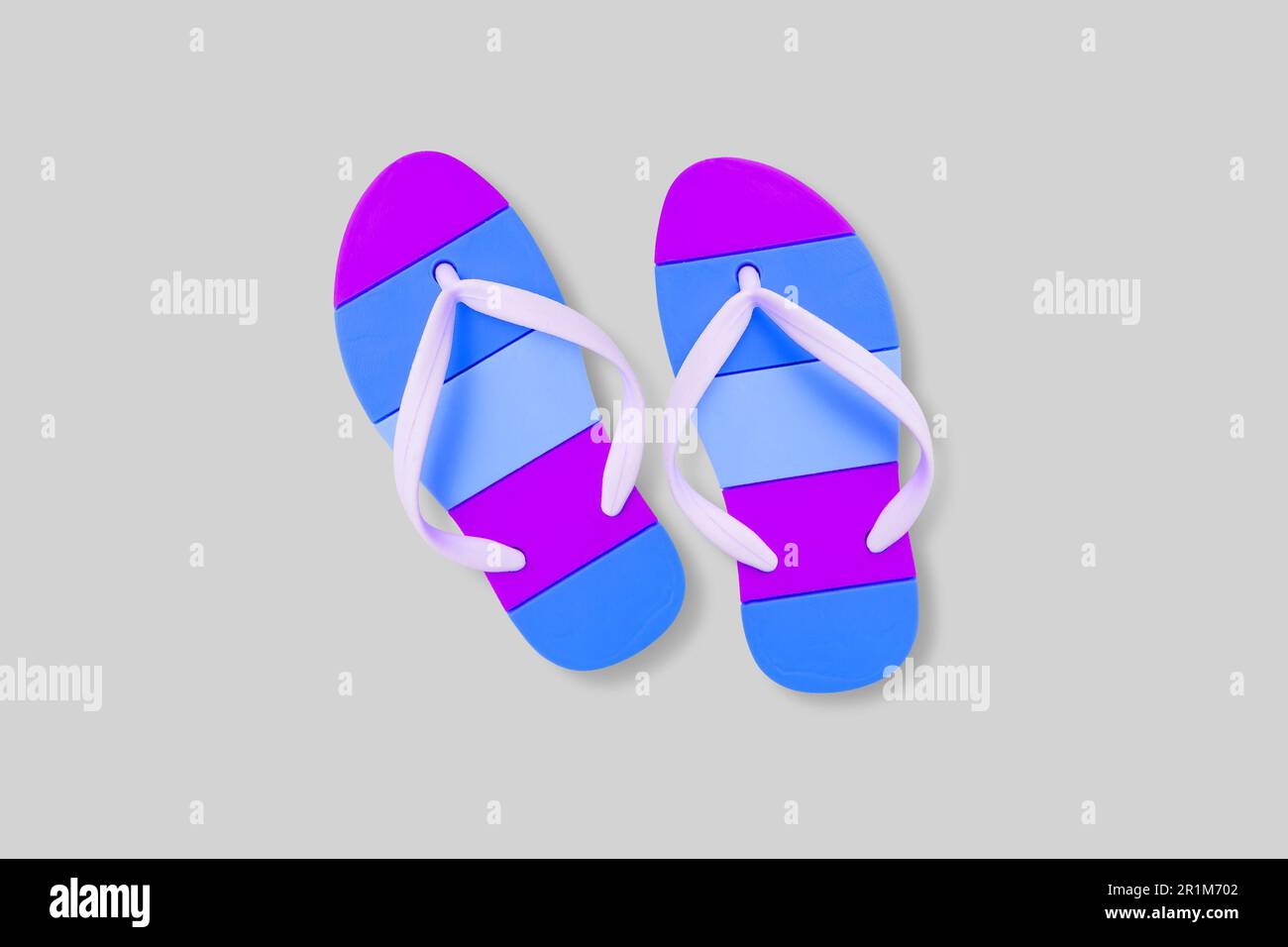 Close up view cute a pair beach sandals isolated on white background. added copy space for text. Stock Photo