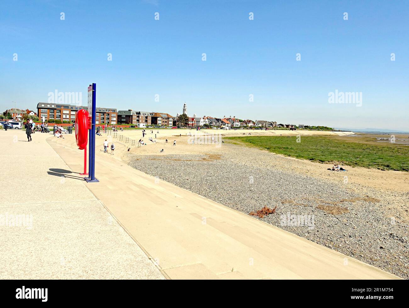 New promenade and sea defences at Stanner Bank, better known locally as Granny's Bay, a popular spot between Lytham and St Annes, Lancashire Stock Photo