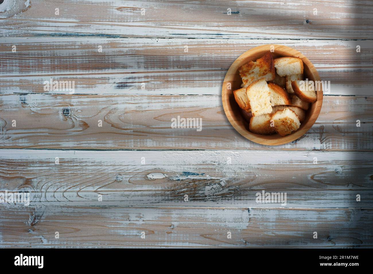 Pieces roasted bread in Creative conceptual top view flat lay ...