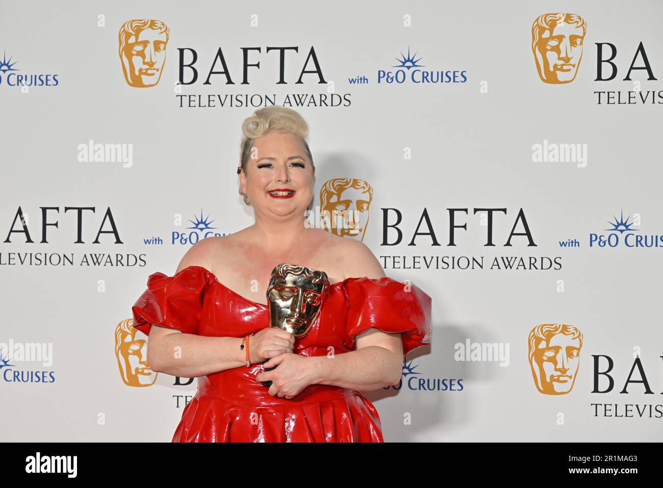 London, UK. 14th May, 2023. Royal Festival Hall, London, UK on May 14 2023. Siobhan McSweeney (Derry Girls) wins the Female Performance in a Comedy at the BAFTA 2023 Television Awards with P&O Cruises at the Royal Festival Hall, London, UK on May 14 2023. Credit: Francis Knight/Alamy Live News Stock Photo