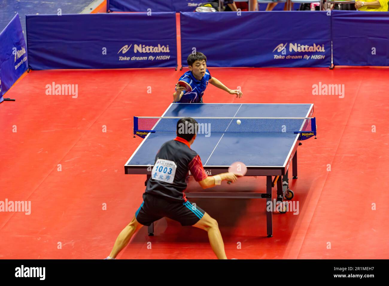 Taipei, OCT 21 2023 Table Tennis game in The National Games Stock