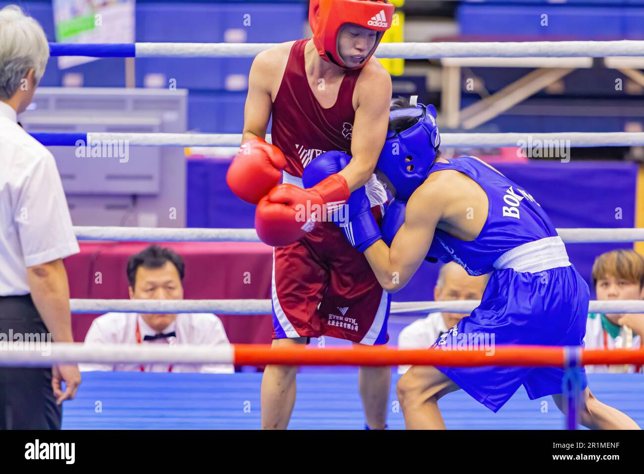 Taipei, OCT 20 2023 - Boxing competition of The National Games Stock Photo