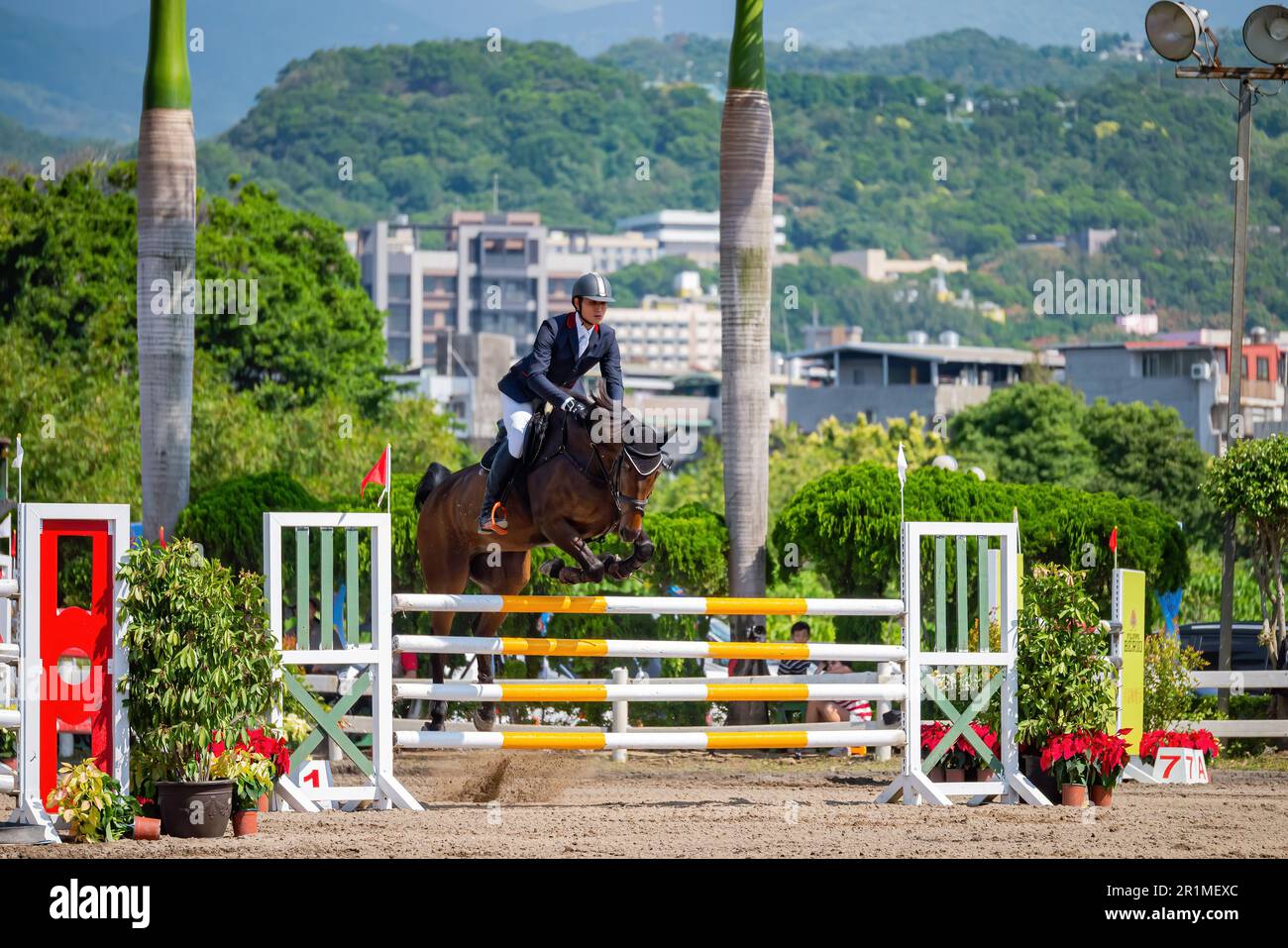 Taiwan, MAR 22 2013 - Sunny view of the equestrian in The National Games Stock Photo