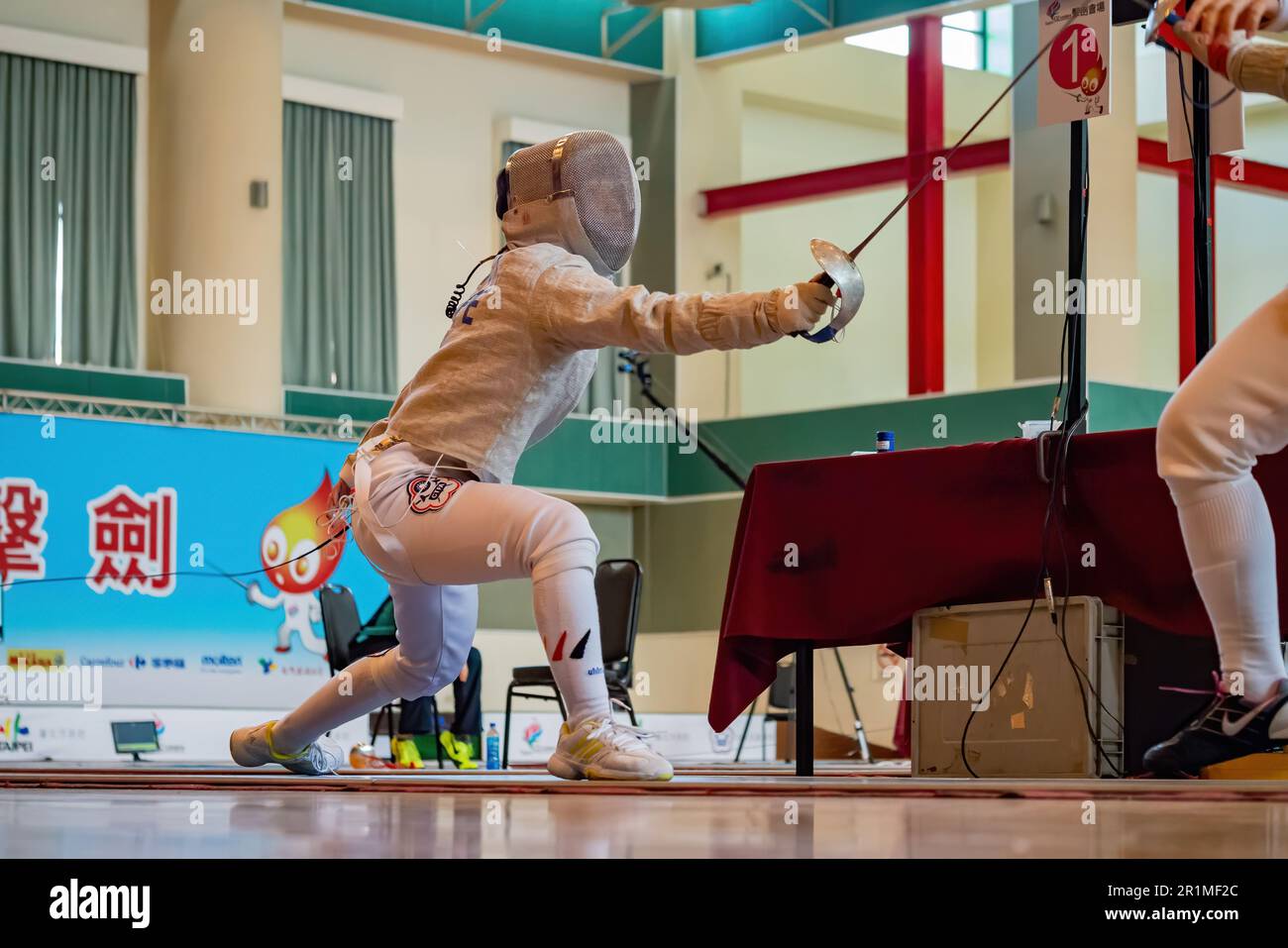 Taiwan, MAR 22 2013 - Fencing competition of The National Games Stock Photo