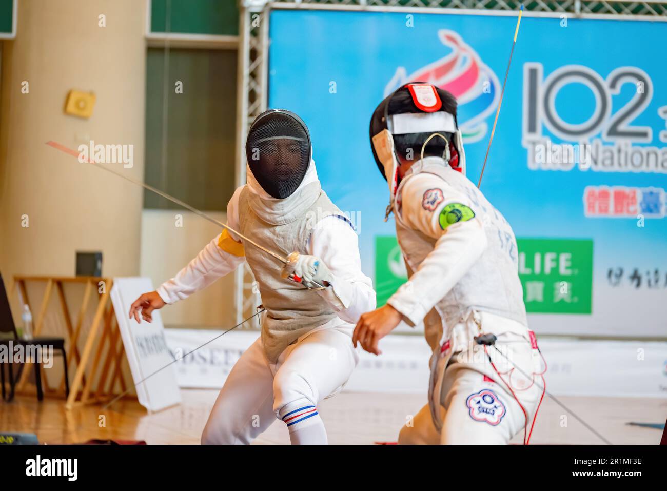 Taiwan, MAR 22 2013 - Fencing competition of The National Games Stock Photo