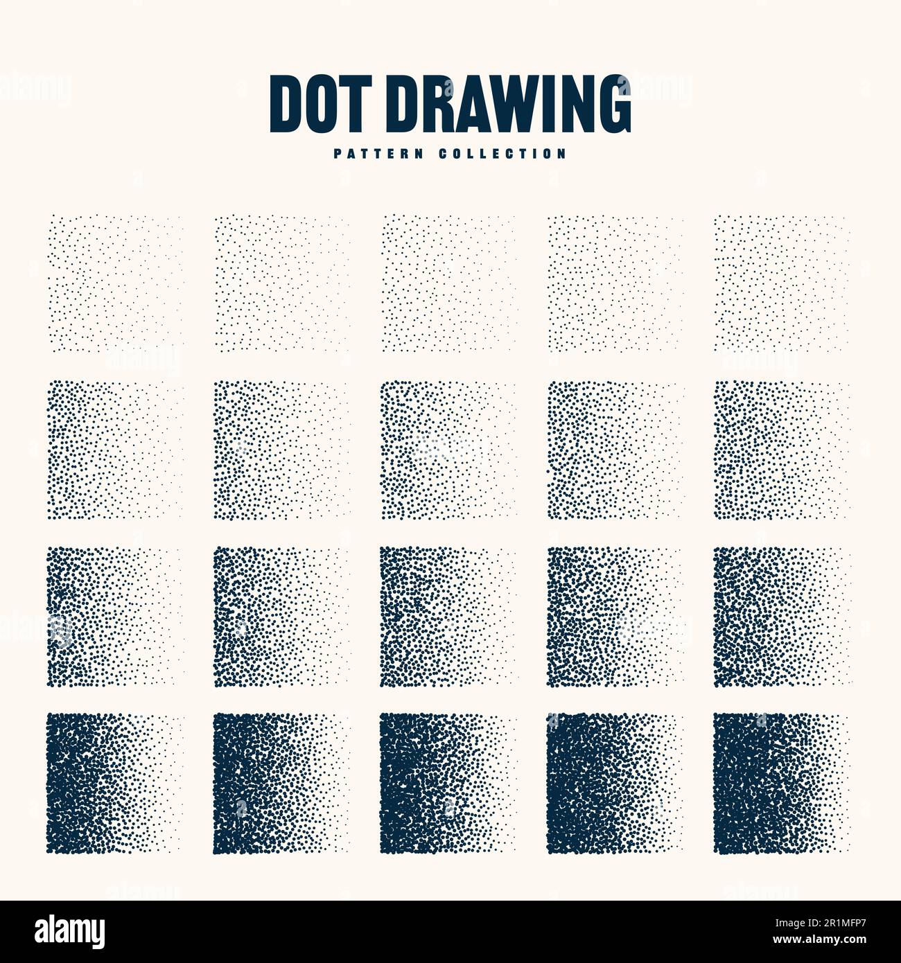 Square shaped dotted objects, vintage stipple elements. Stippling, dotwork drawing shading using dots. Halftone disintegration effect. White noise Stock Vector