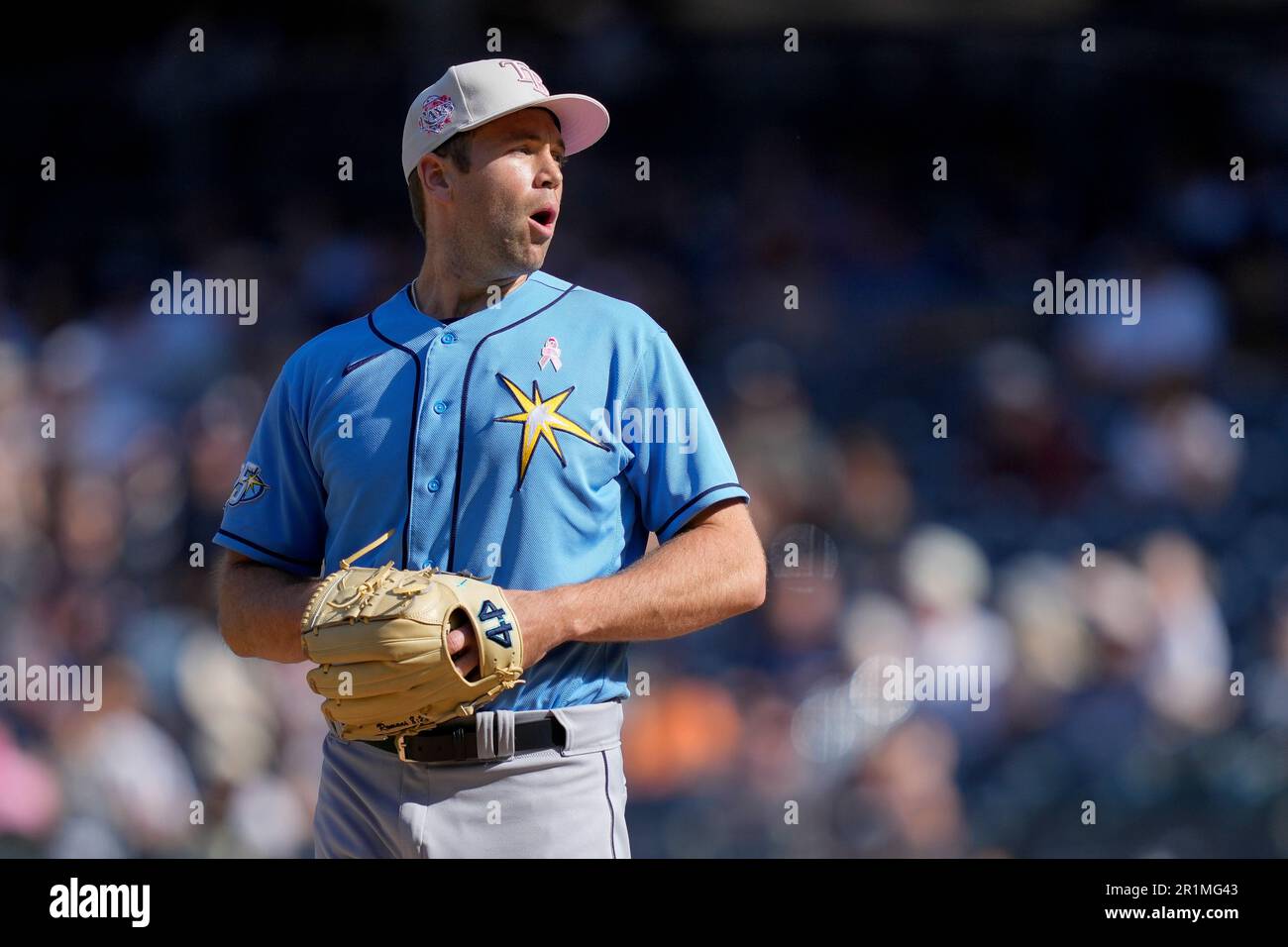 Tampa Bay Rays relief pitcher Jason Adam 47 throws in the ninth