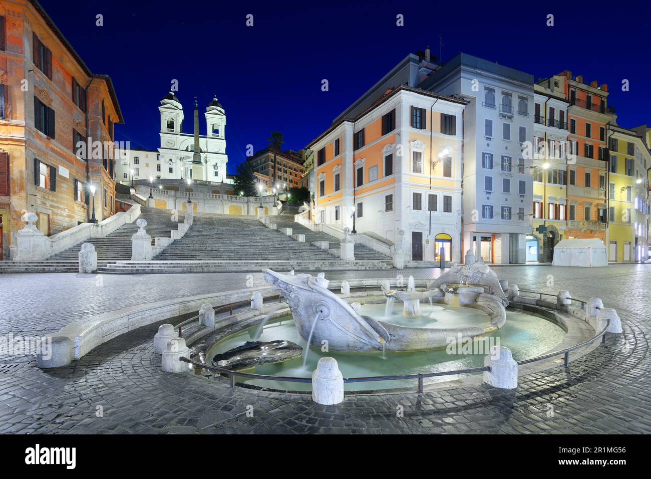Spanish Steps in Rome, Italy at dawn. Stock Photo