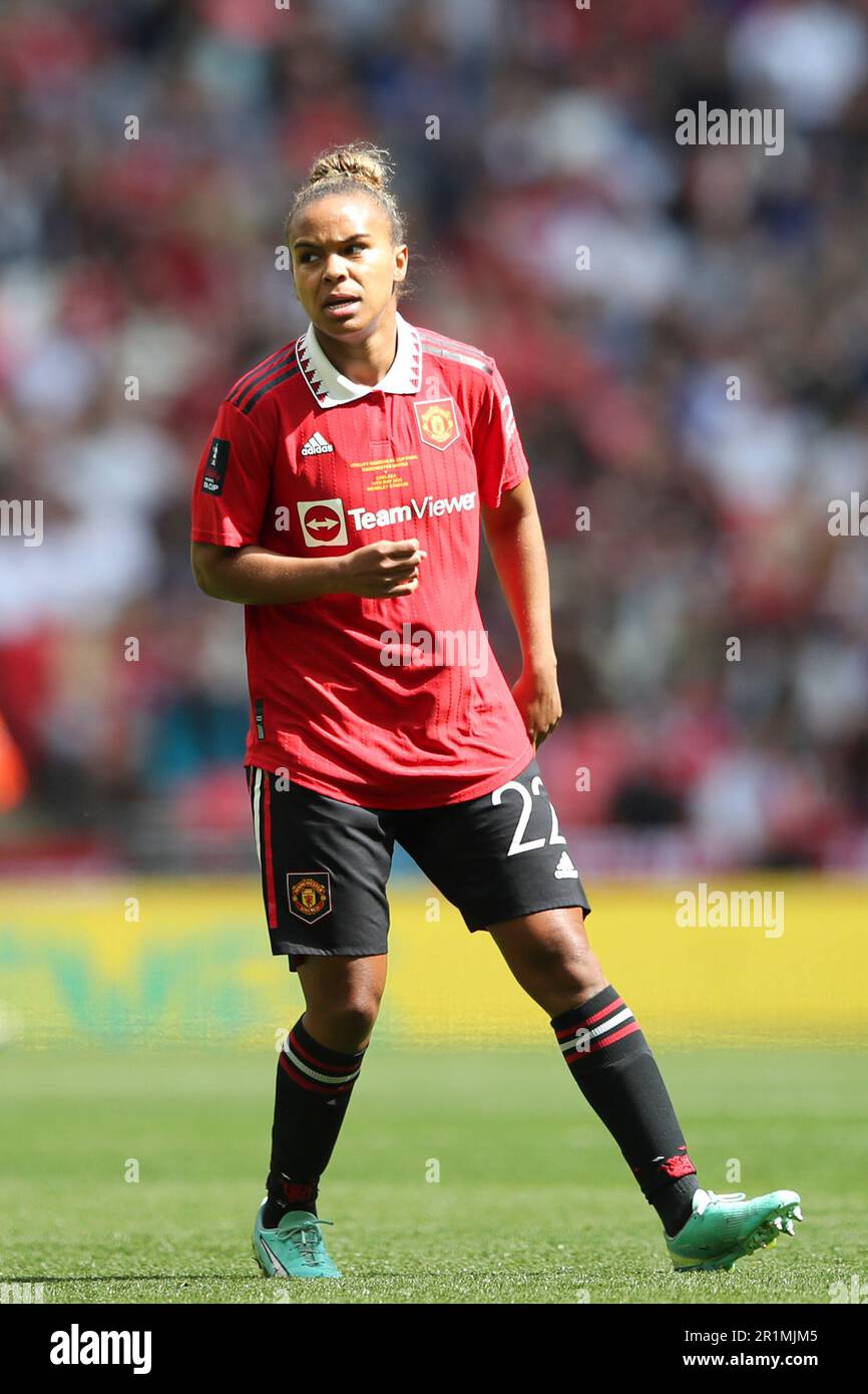 London, UK. 14th May, 2023. Nikita Parris of Manchester United during the Vitality Women's FA Cup Final between Chelsea and Manchester United at Wembley Stadium, London on Sunday 14th May 2023. (Photo: Tom West | MI News) Credit: MI News & Sport /Alamy Live News Stock Photo