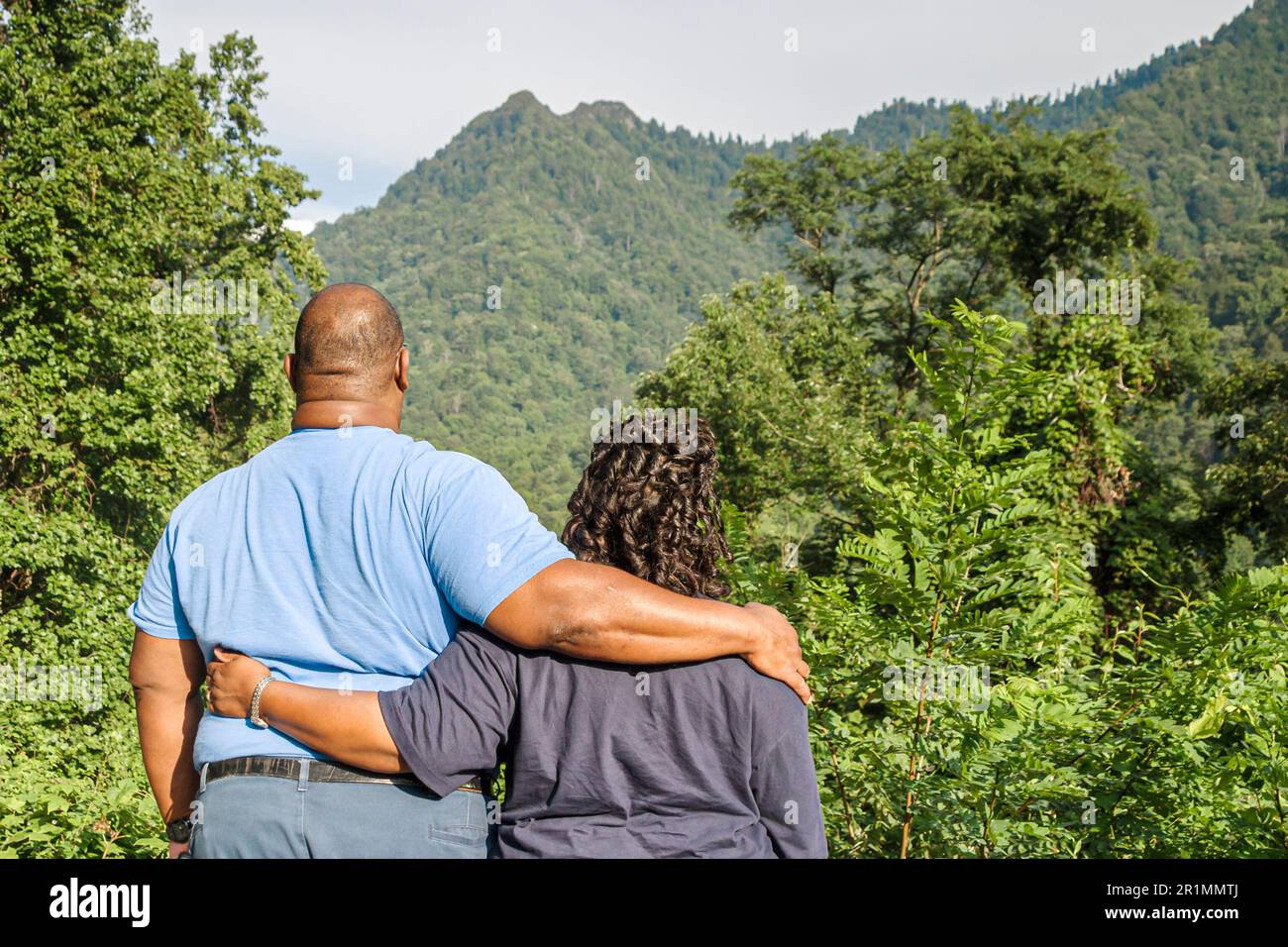 Tennessee Great Smoky Mountains National Park,nature natural scenery man woman female couple look looking,Black African Africans Stock Photo