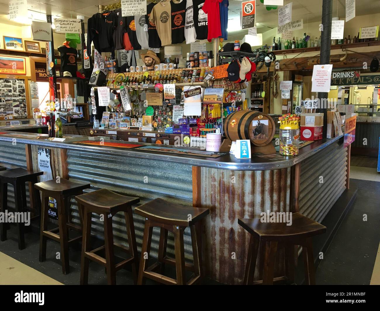 Bar in the Silverton Pub near Broken Hill, NSW Stock Photo