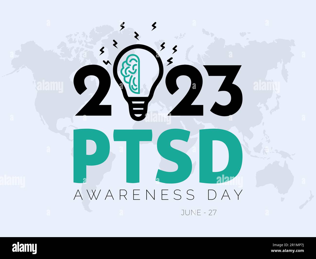 2023 Concept National PTSD Awareness Day mental health concept vector