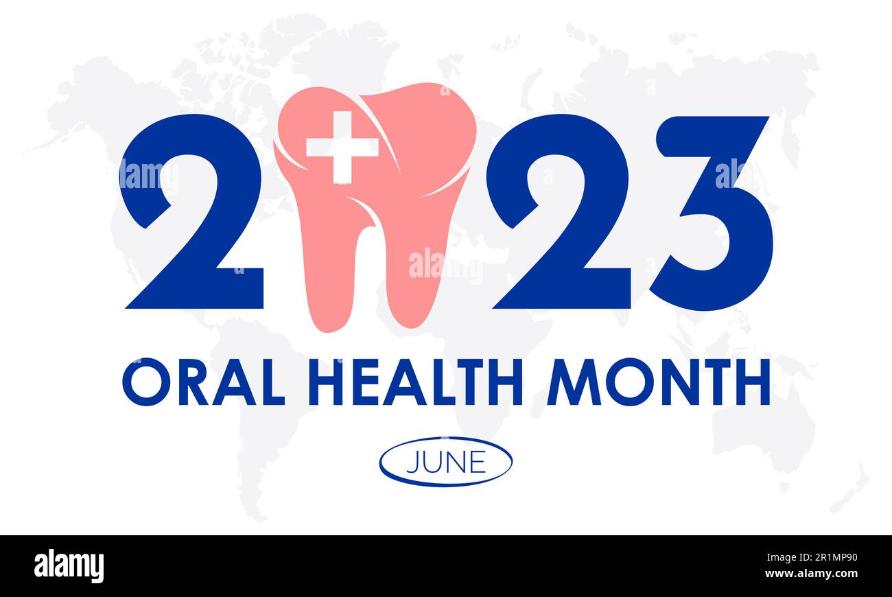 2023 Concept Oral Health Month cavity, hygiene, mouth vector