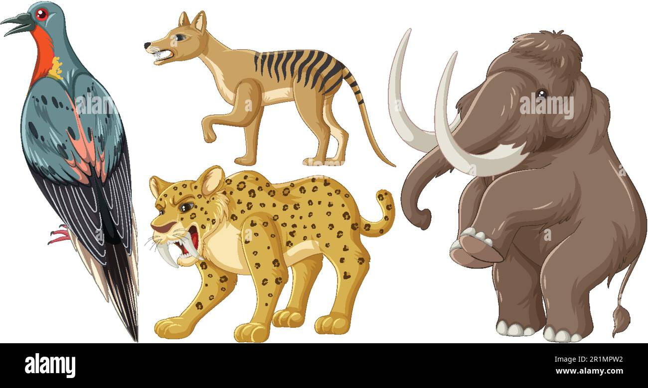 Set of various extinct animals illustration Stock Vector Image & Art ...