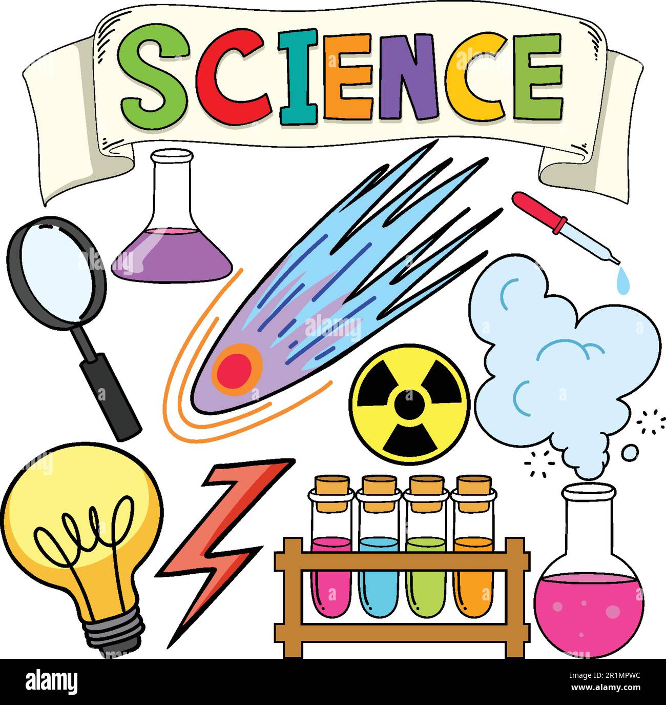Colorful Science Objects and Icons Vector Set illustration Stock Vector ...