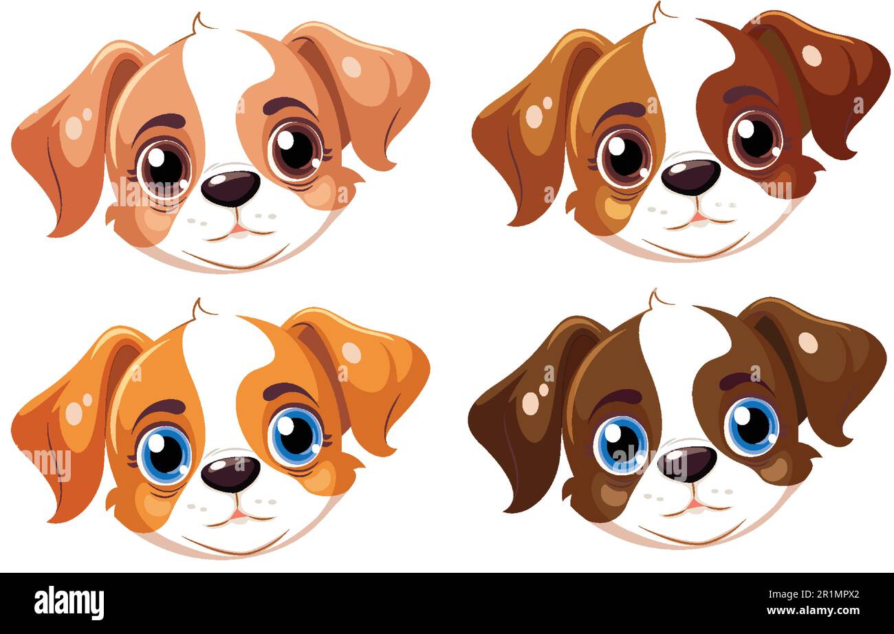 Set of dog face cartoon illustration Stock Vector Image & Art - Alamy