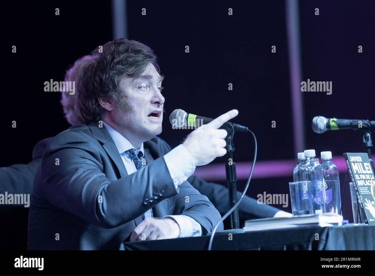 Buenos Aires, Argentina. 14th May 2023. Presidential candidate Javier Milei presented his book El fin de la inflación (The End of Inflation) at the 47th International Book Fair. (Credit: Esteban Osorio/Alamy Live News) Stock Photo