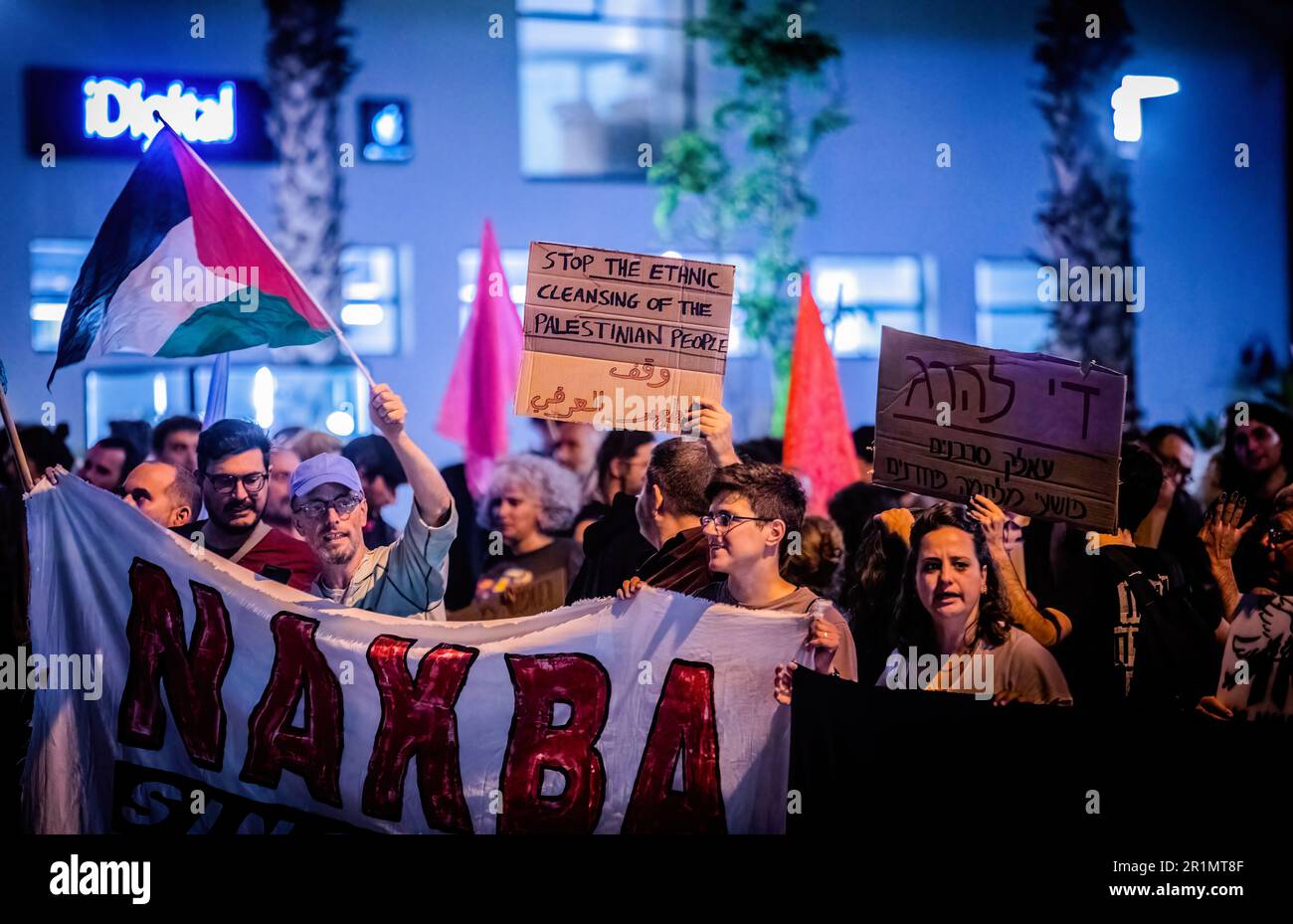 Tel Aviv, Israel. 10th May, 2023. Israeli protestors hold placards during an anti war demonstration. Israel and Islamic Jihad agreed to a ceasefire Saturday, after days of violence that have claimed the lives of at least 34 Palestinians and one Israeli. Credit: SOPA Images Limited/Alamy Live News Stock Photo