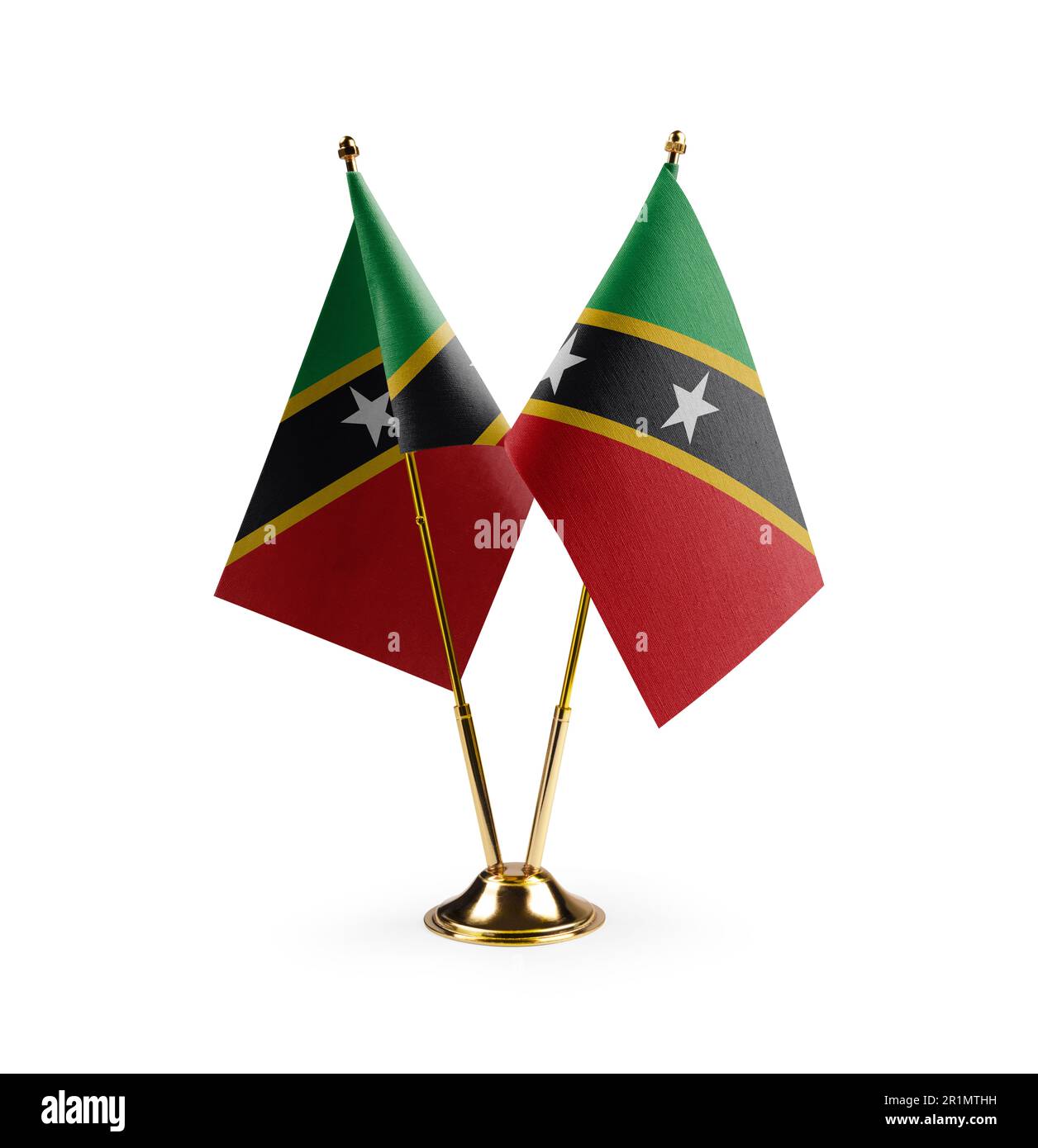 Small national flags of the Saint Kitts and Nevis on a white background ...