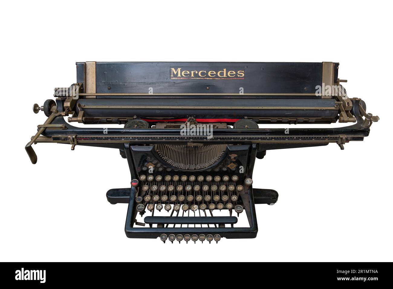 Vintage mechanical typewriter from the past isolated against a white background Stock Photo
