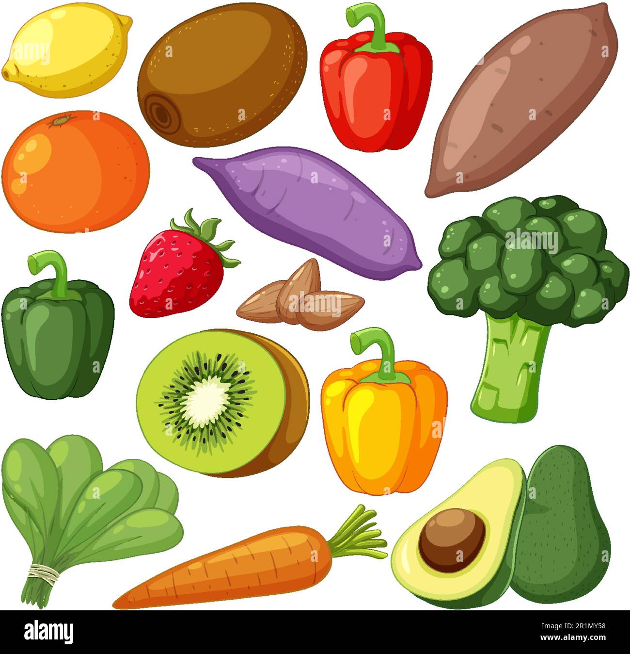 Set of fruit and vegetable illustration Stock Vector Image & Art - Alamy