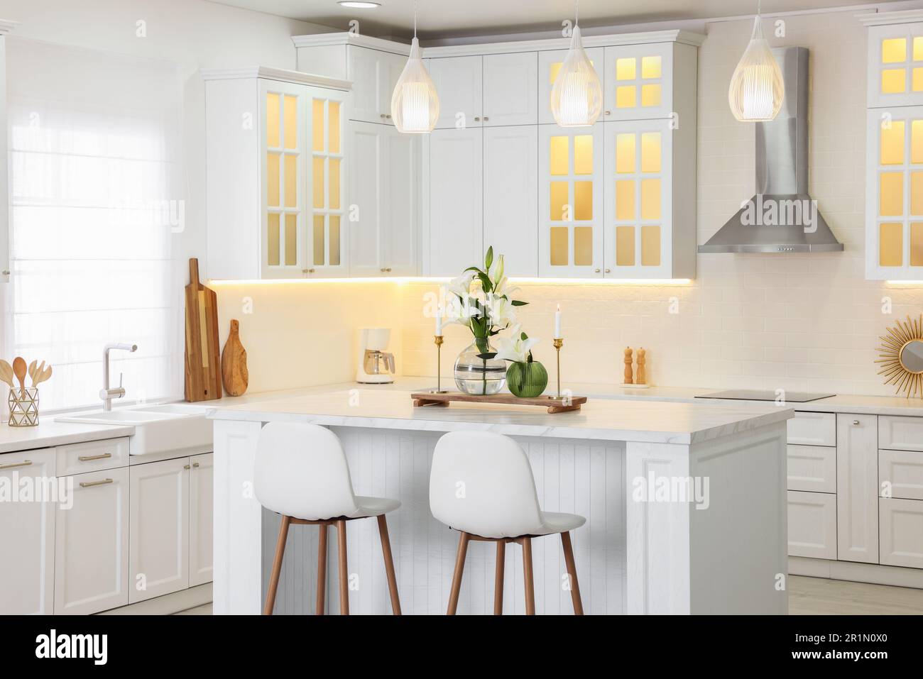 Luxury kitchen interior with new stylish furniture Stock Photo - Alamy