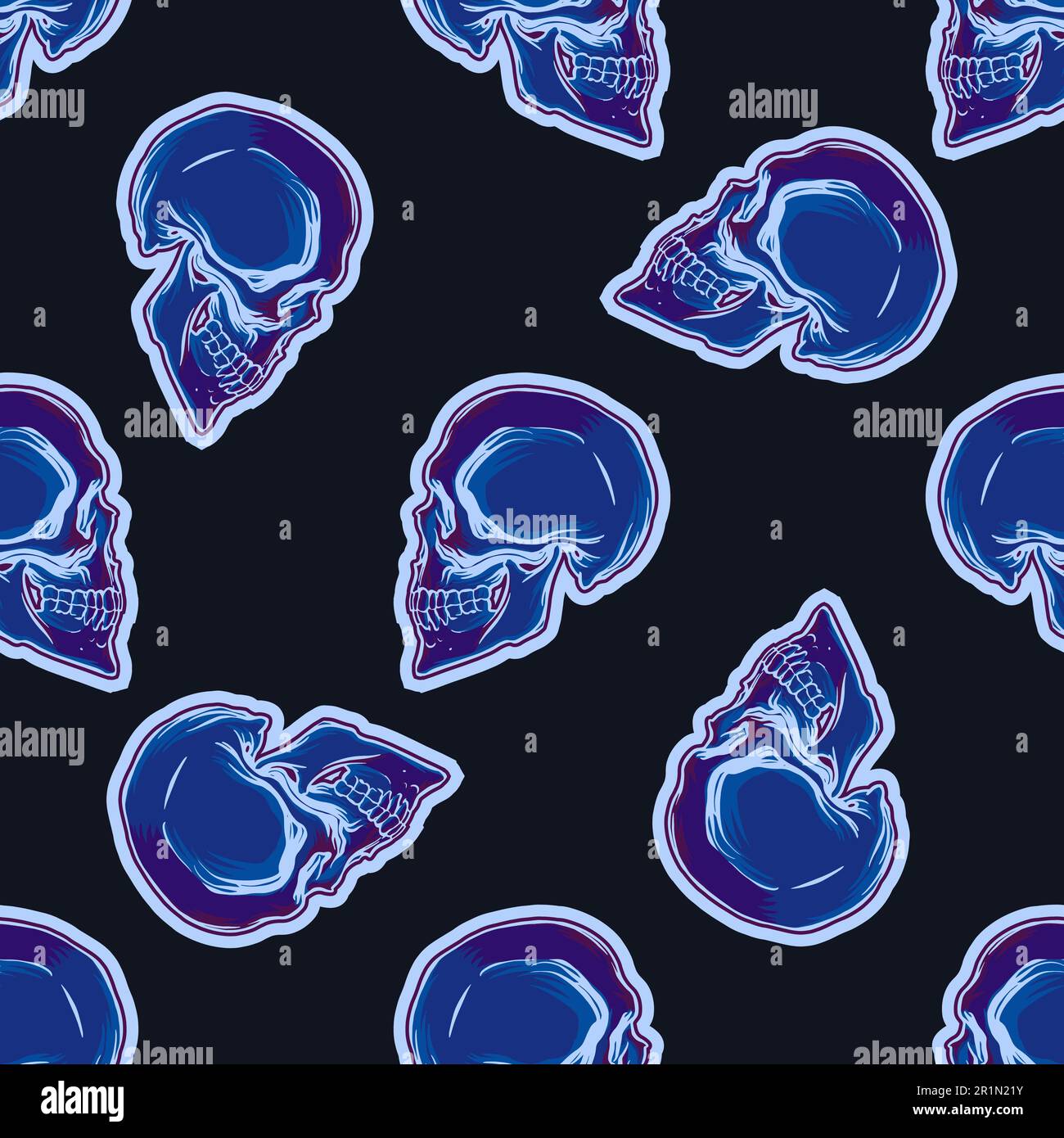 Pattern from X-ray of a skull in profile in hand-drow style for ...