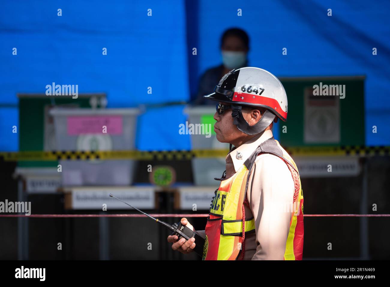 Bangkok, Thailand. 14th May, 2023. Voters of the election, come to vote for Elections to the House of Representatives, at polling station in Bangkok, on Sunday May 14, 2023. (Photo by Teera Noisakran/Pacific Press) Credit: Pacific Press Media Production Corp./Alamy Live News Stock Photo