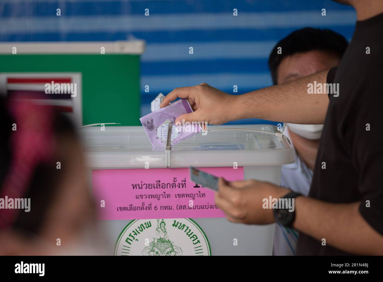 Bangkok, Thailand. 14th May, 2023. Voters of the election, come to vote for Elections to the House of Representatives, at polling station in Bangkok, on Sunday May 14, 2023. (Photo by Teera Noisakran/Pacific Press) Credit: Pacific Press Media Production Corp./Alamy Live News Stock Photo